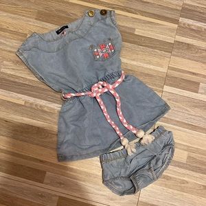 Kensie 2 piece denim outfit size baby girl 3/6 months